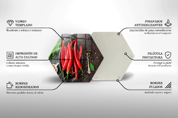 Deska szklana do kuchni Czerwone papryczki chili