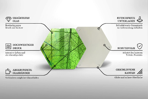 Deska szklana do kuchni Żyłki liści natura
