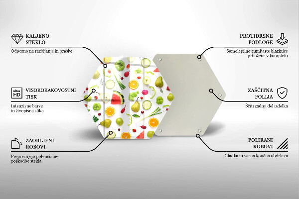 Deska szklana do kuchni Wzór owoce i warzywa