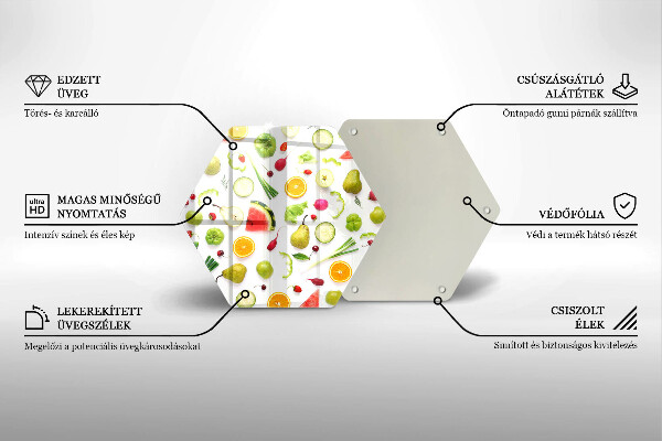 Deska szklana do kuchni Wzór owoce i warzywa