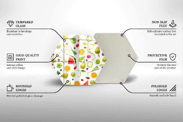 Deska szklana do kuchni Wzór owoce i warzywa