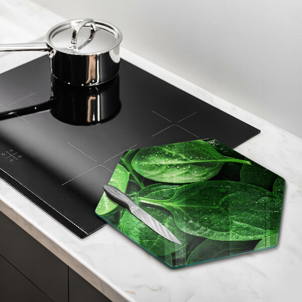 Deska szklana do kuchni Liście bazylii