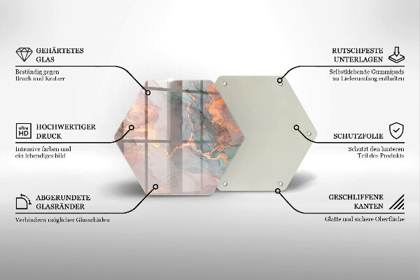 Deska szklana do kuchni Marmur ze złotem