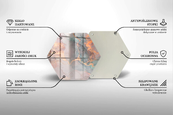 Deska szklana do kuchni Marmur ze złotem