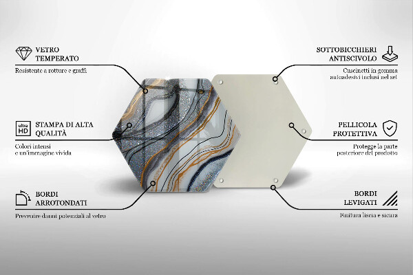 Deska szklana do kuchni skała ze złotem