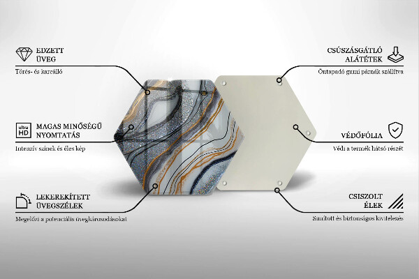 Deska szklana do kuchni skała ze złotem