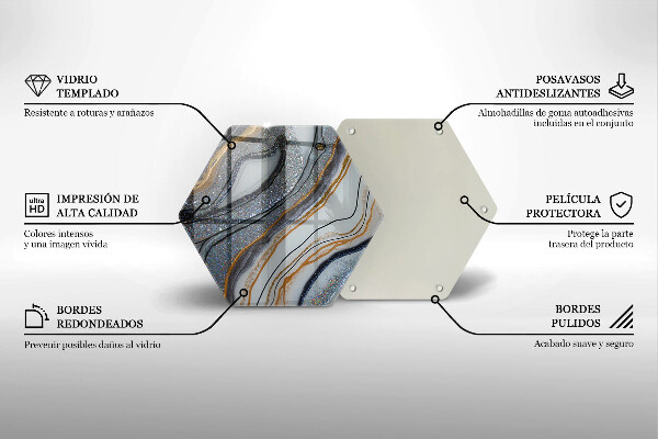 Deska szklana do kuchni skała ze złotem