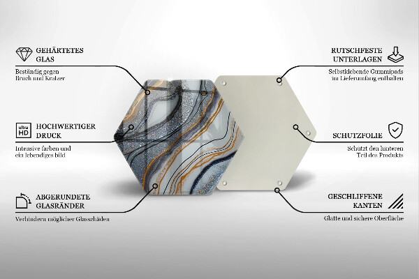 Deska szklana do kuchni skała ze złotem