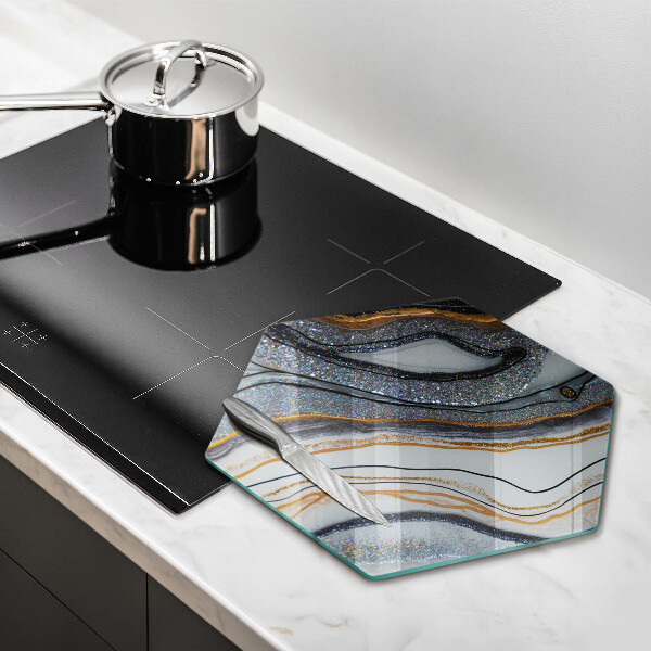 Deska szklana do kuchni skała ze złotem