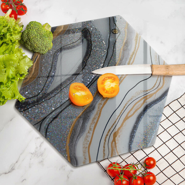 Deska szklana do kuchni skała ze złotem