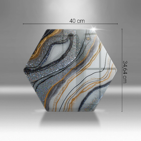 Deska szklana do kuchni skała ze złotem