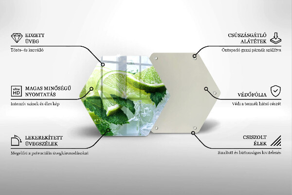 Deska szklana do kuchni Limonka mięta i lód