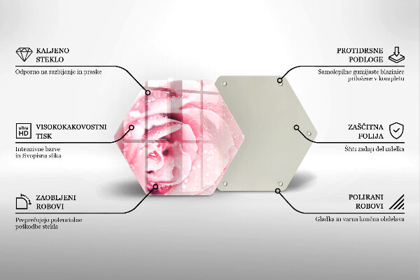 Deska szklana do kuchni Krople rosy i kwiat róży