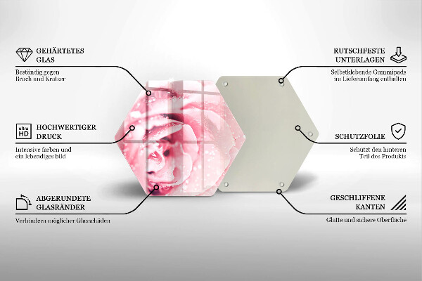 Deska szklana do kuchni Krople rosy i kwiat róży