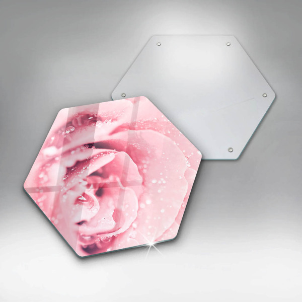 Deska szklana do kuchni Krople rosy i kwiat róży