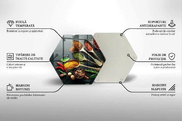 Deska szklana do kuchni Kuchenne łyżki przyprawy