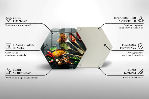 Deska szklana do kuchni Kuchenne łyżki przyprawy