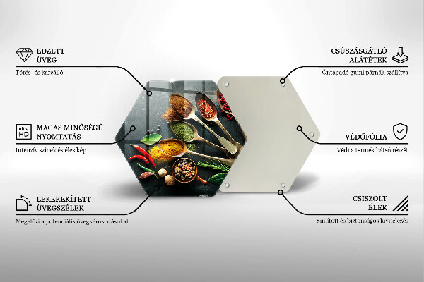 Deska szklana do kuchni Kuchenne łyżki przyprawy