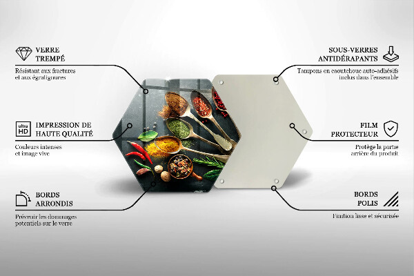 Deska szklana do kuchni Kuchenne łyżki przyprawy