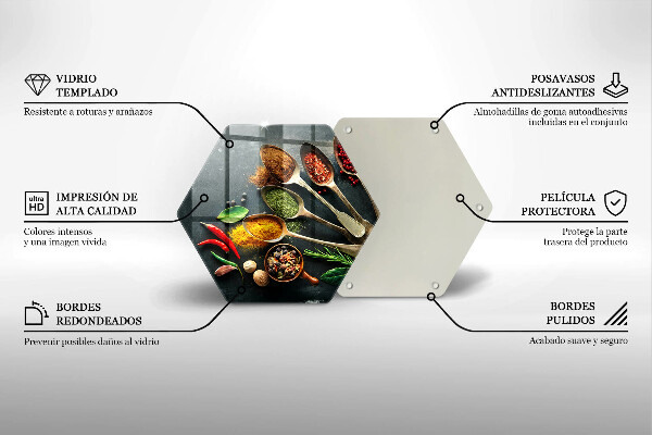 Deska szklana do kuchni Kuchenne łyżki przyprawy