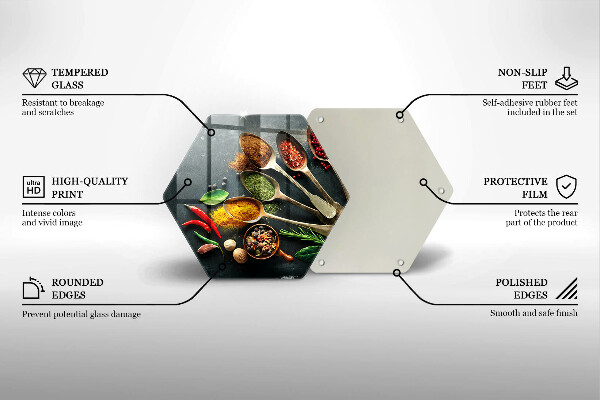 Deska szklana do kuchni Kuchenne łyżki przyprawy