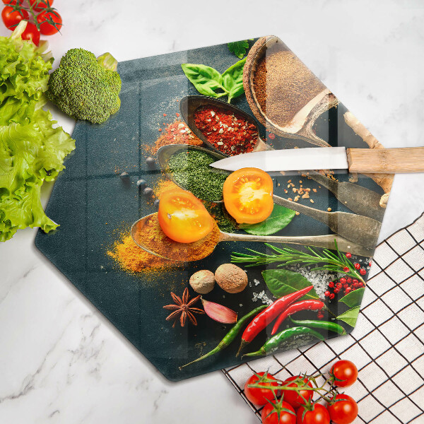 Deska szklana do kuchni Kuchenne przyprawy łyżki