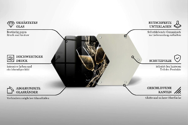 Deska szklana do kuchni Kieliszki szampana