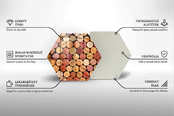 Deska szklana do kuchni Wzór korki wina