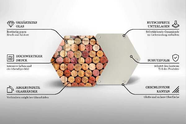 Deska szklana do kuchni Wzór korki wina