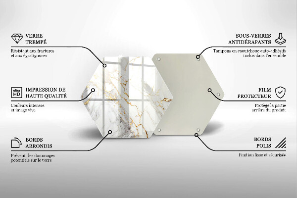 Deska kuchenna Jasny marmur ze złotem