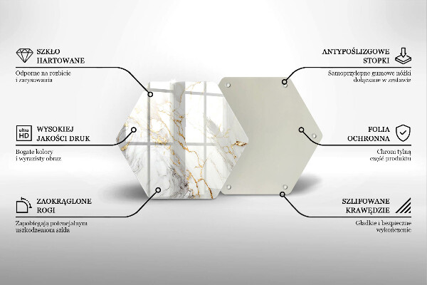 Deska kuchenna Jasny marmur ze złotem