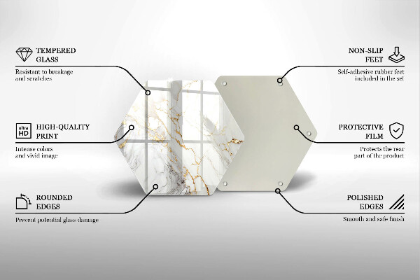 Deska kuchenna Jasny marmur ze złotem