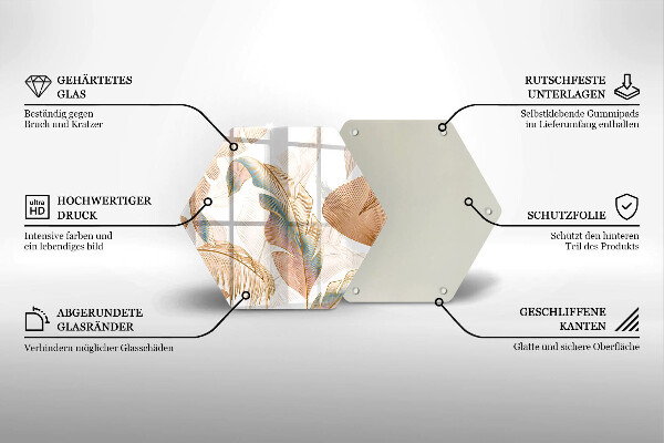 Deska kuchenna Boho pióra i liście