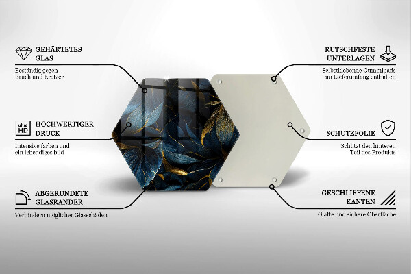 Deska kuchenna Ozdobne liście ze złotem