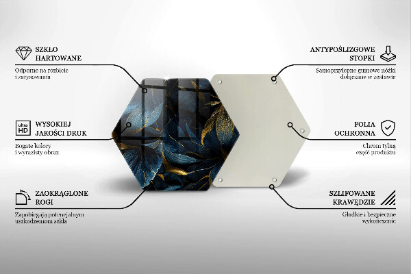 Deska kuchenna Ozdobne liście ze złotem