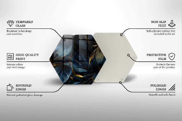 Deska kuchenna Ozdobne liście ze złotem
