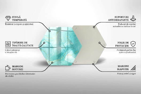 Deska kuchenna Błękitno-złota abstrakcja