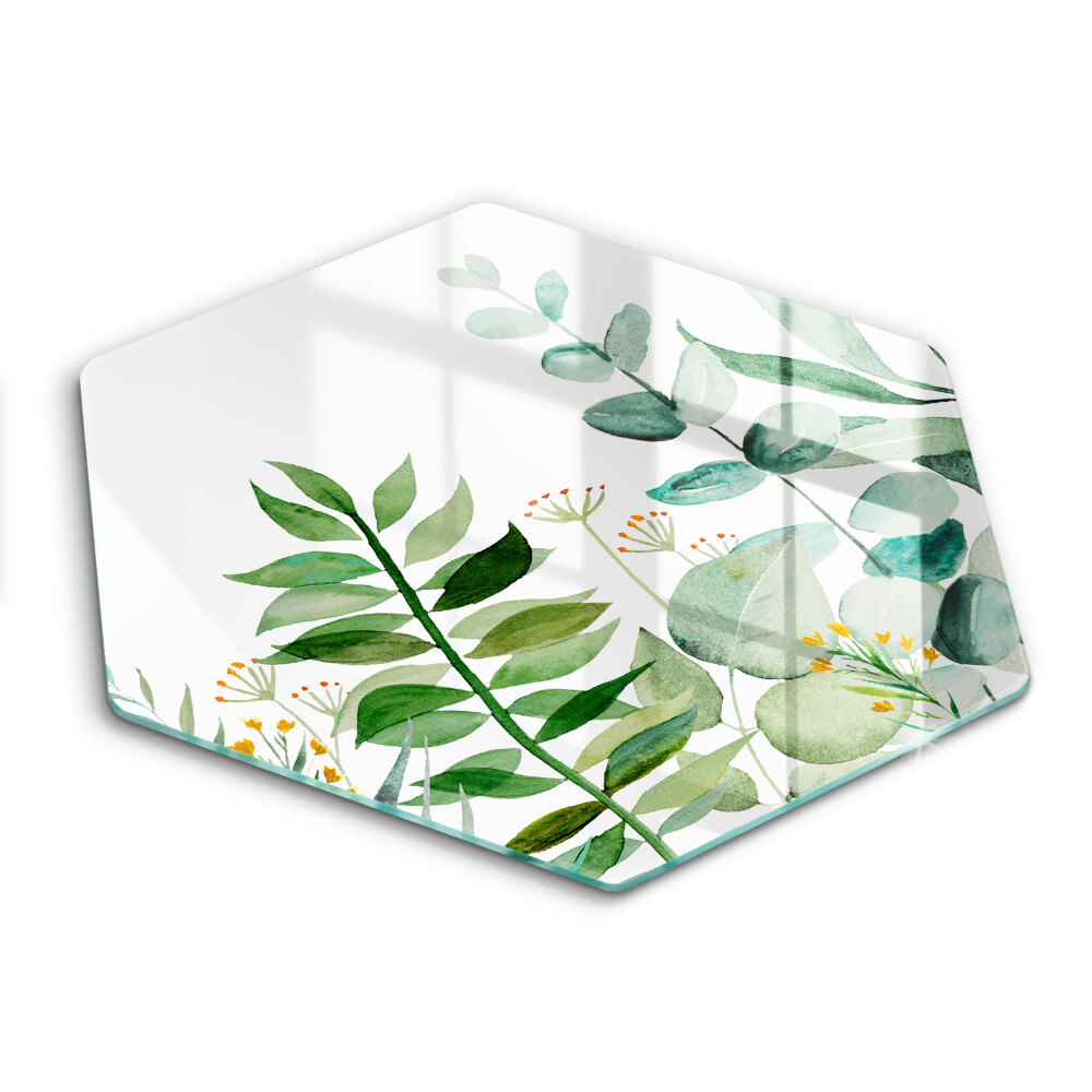 Deska szklana do kuchni Ilustracja liście rośliny