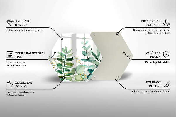 Deska szklana do kuchni Ilustracja liście rośliny