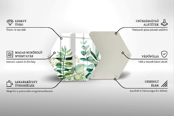 Deska szklana do kuchni Ilustracja liście rośliny
