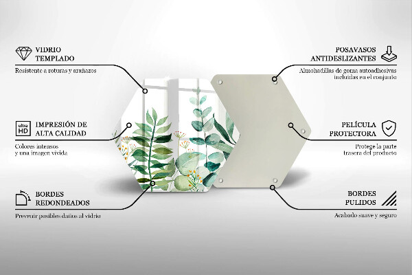 Deska szklana do kuchni Ilustracja liście rośliny
