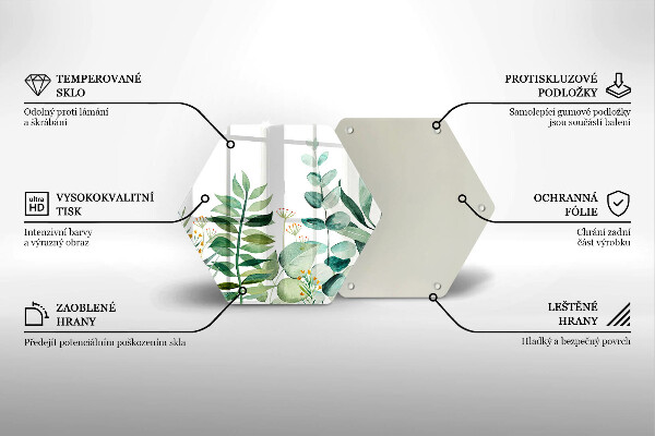 Deska szklana do kuchni Ilustracja liście rośliny