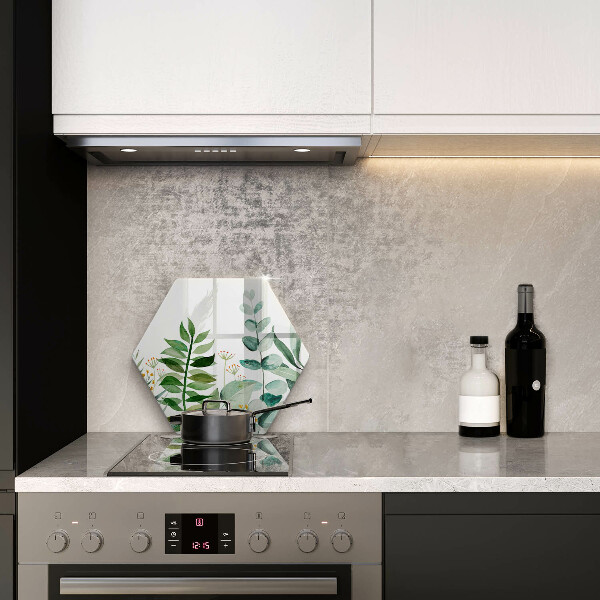 Deska szklana do kuchni Ilustracja liście rośliny