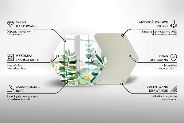 Deska szklana do kuchni Ilustracja liście rośliny