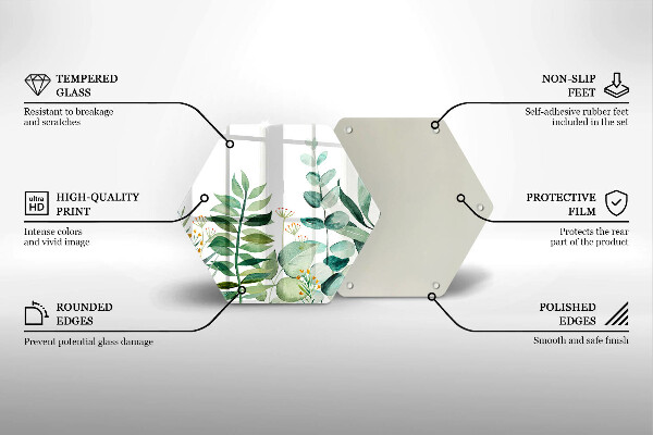 Deska szklana do kuchni Ilustracja liście rośliny