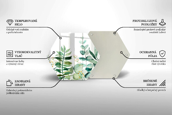 Deska szklana do kuchni Ilustracja liście rośliny