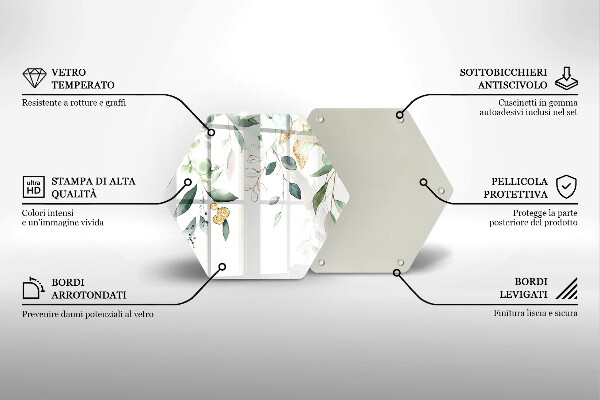 Deska szklana do kuchni Akwarelowe liście