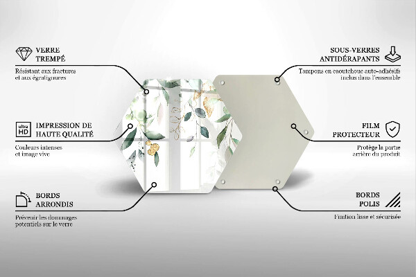 Deska szklana do kuchni Akwarelowe liście