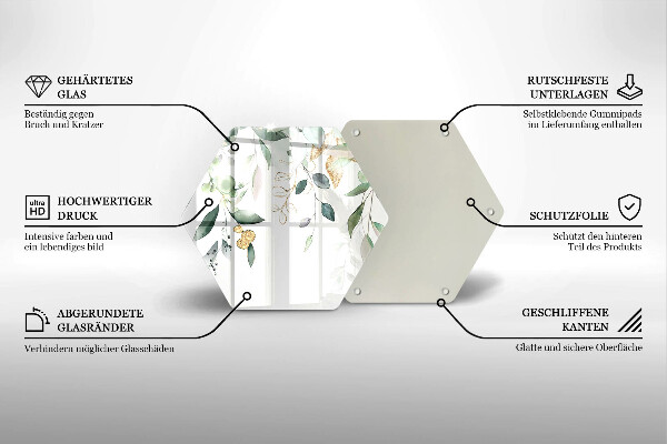 Deska szklana do kuchni Akwarelowe liście