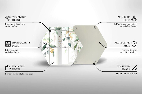 Deska szklana do kuchni Akwarelowe liście